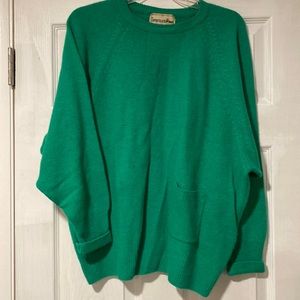 Sophisticated Woman Green 3X Wool Sweater with Pocket